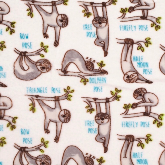Isaac Mizrahi Yoga Yogi Sloths Plush Throw Blanket - Picture 3 of 9